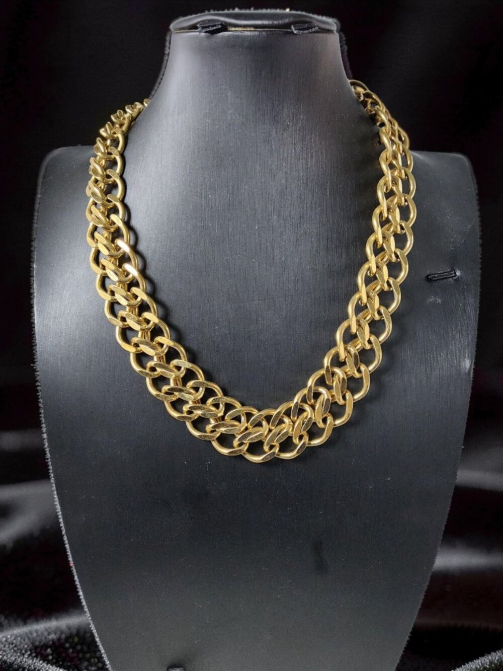 Vintage Napier Unisex Heavy Goldtone Double Chainlink Necklace, 18" long x .75" - Picture 1 of 16